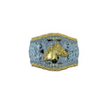 SILVER -GOLD HORSE LUX WESTERN BUCKLE