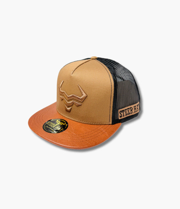 STEER HAT TAN HIDE STEER BROWN CAP