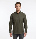 MENS LUXURY OKIVE GREEN LONG SLEEVE SHIRT