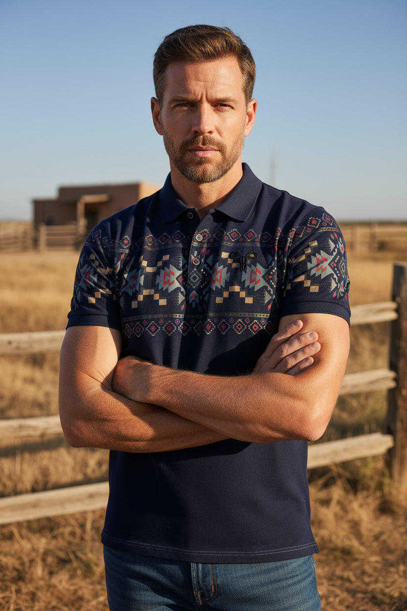 MENS AZTEC NAVY 001 PREMIUM POLO