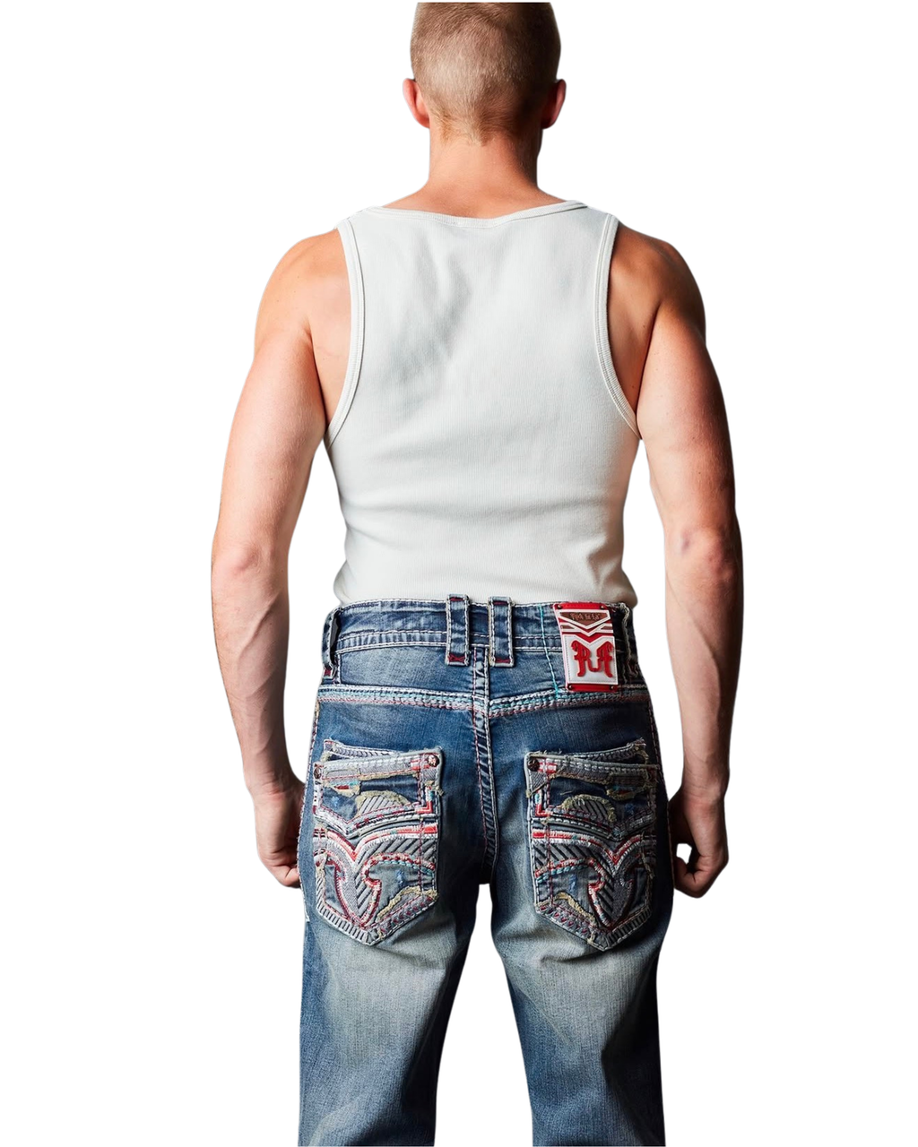MENS ROCK REBEL SPIRIT CRAFTED BOOT CUT JEANS