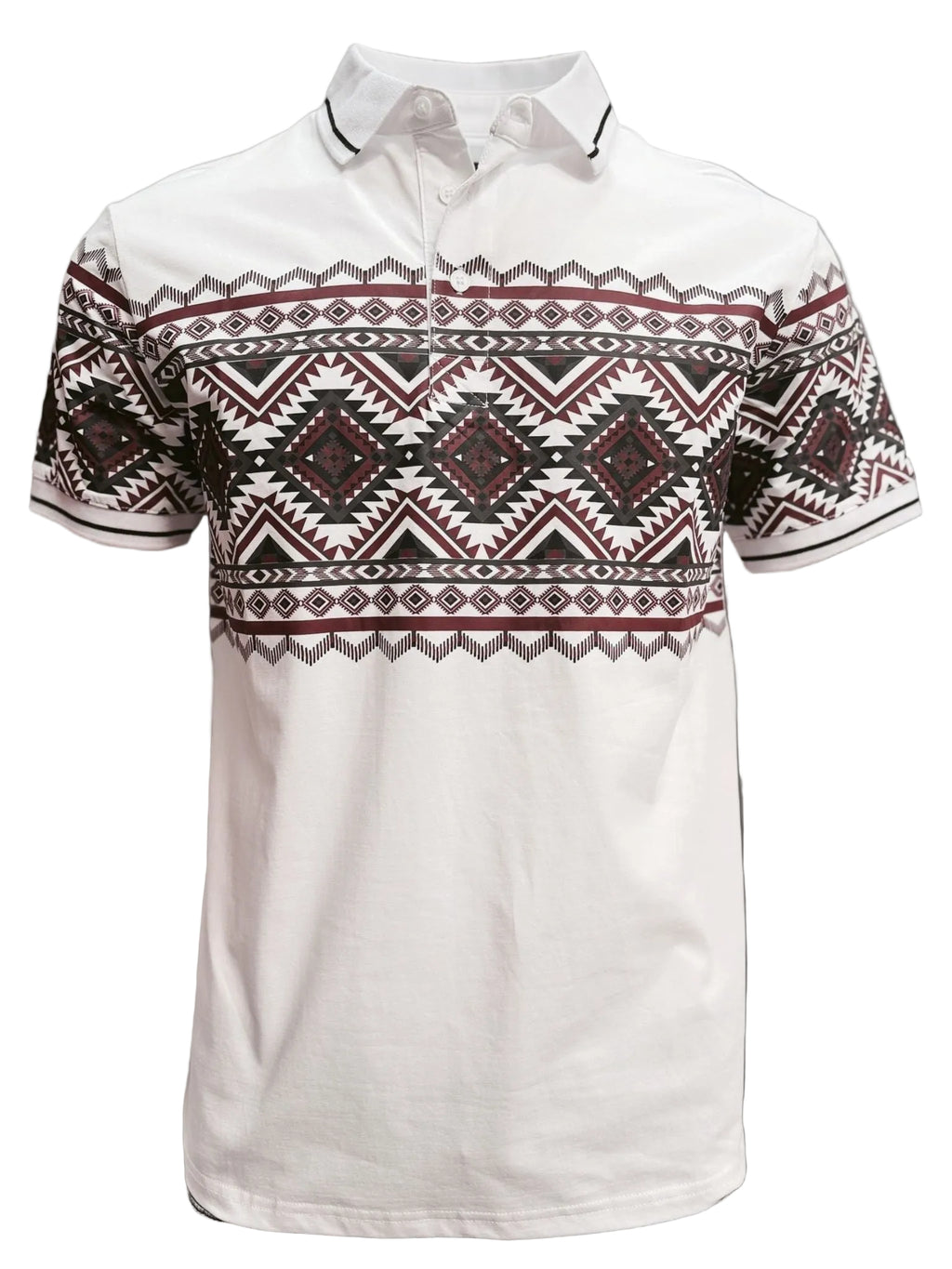 MENS WHITE AZTEC 28246 WESTERN POLO SHIRT