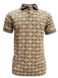 MENS BROWN BEIGE AZTEC 28248 WESTERN POLO SHIRT
