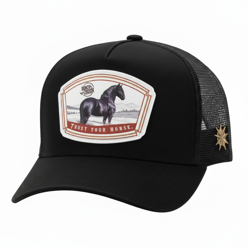 RANCH CORRAL RCE65 HORSE BLACK CAP