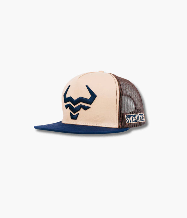 STEER HAT NAVY RANCH BEIGE CAP