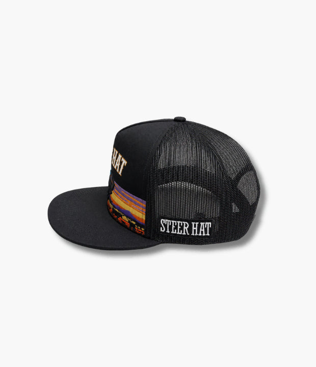 STEERHAT SUNSET LOGO BLACK CAP