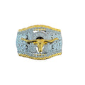 SILVER -GOLD LONG HORN WESTERN BUCKLE
