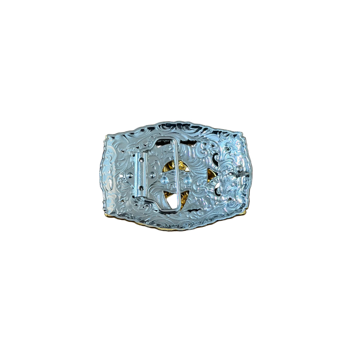 SILVER -GOLD HORSE WESTERN BUCKLE