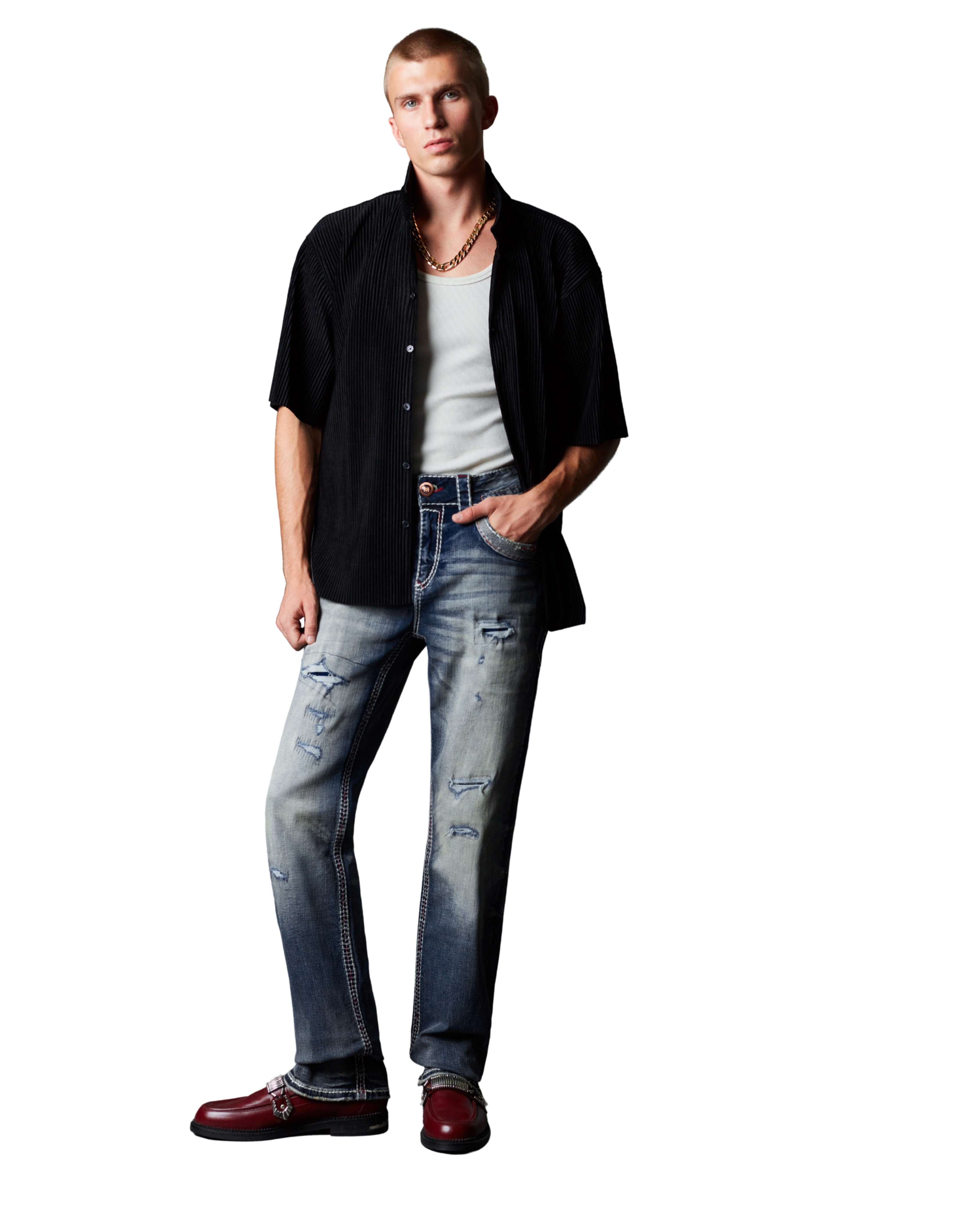 MENS ROCK REBEL SPIRIT CRAFTED BOOT CUT JEANS