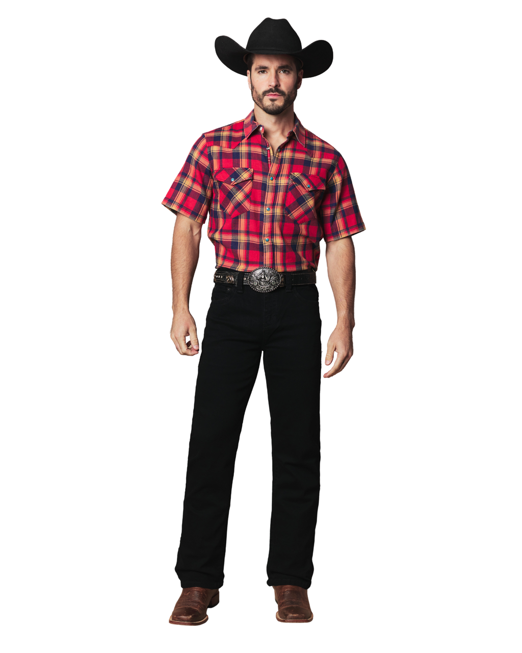 MENS COWBOY BLACK STRAIGHT BOOT CUT JEANS