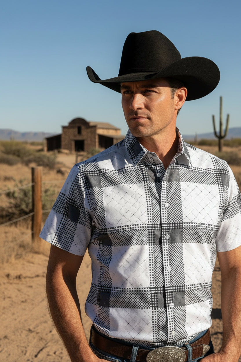 MENS SHORT SLEVE 4058 MICRO WHITE SHIRT