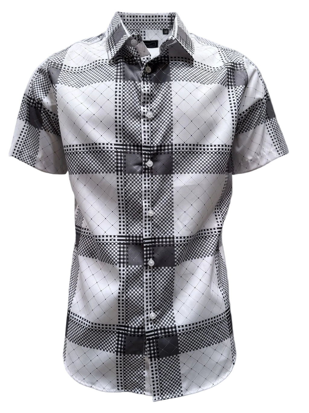 MENS SHORT SLEVE 4058 MICRO WHITE SHIRT