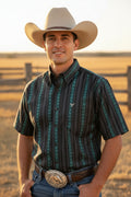 MENS WESTERN SHORT SLEVE COTTON BLACK SHIRT