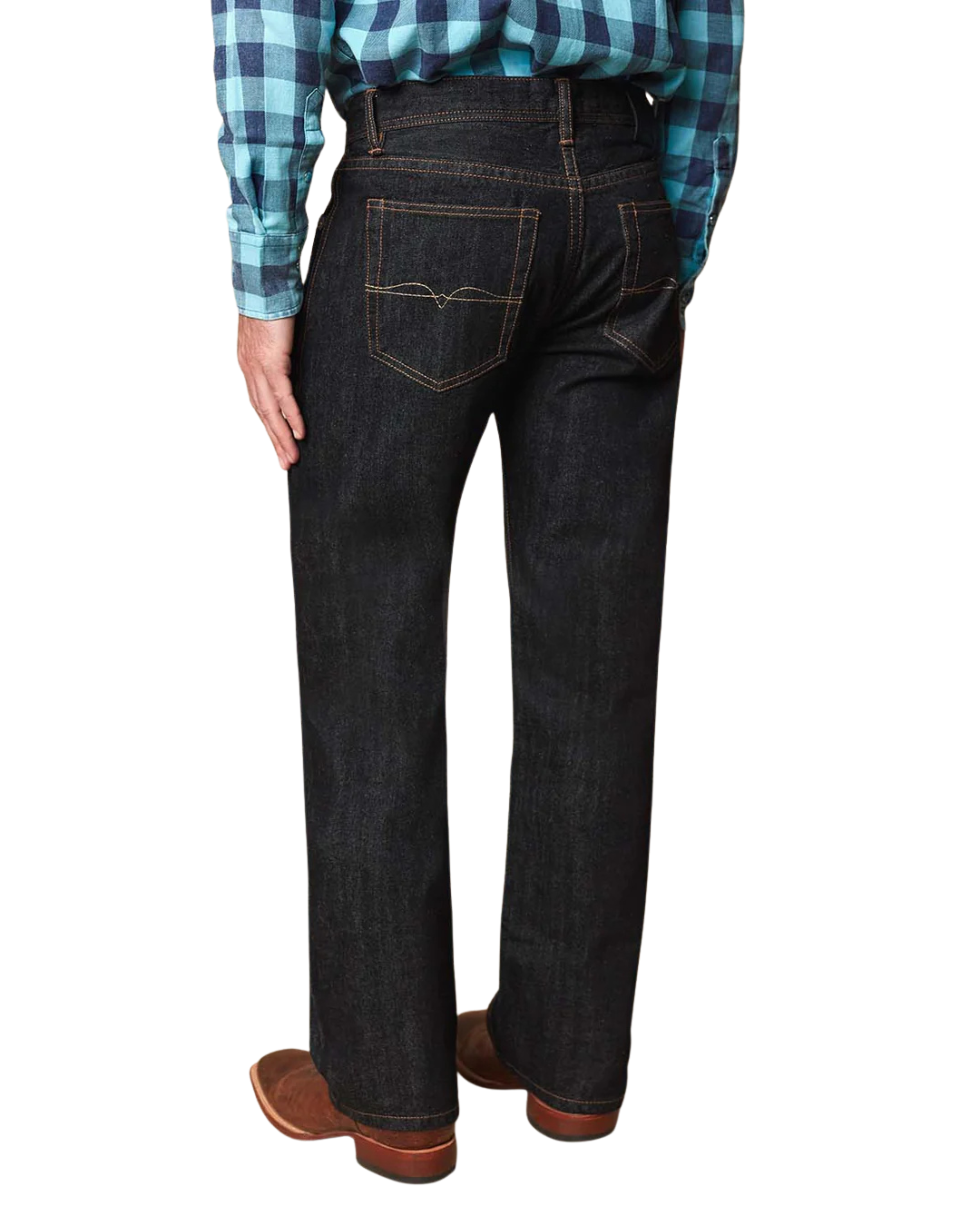MENS COWBOY RAW DENIM STRAIGHT JEANS BOOT CUT
