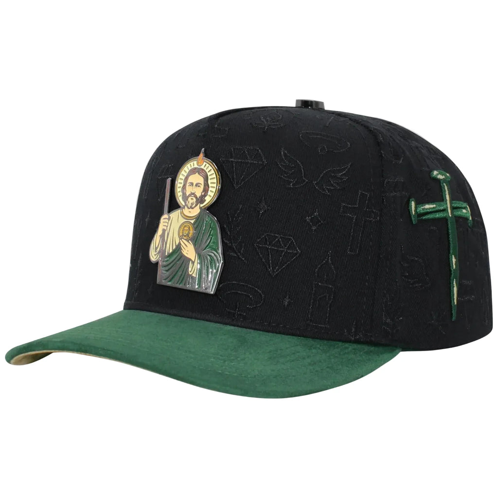 MEN'S PREMIUM SAN JUDAS NEGRO 3D PIN BLACK CAP