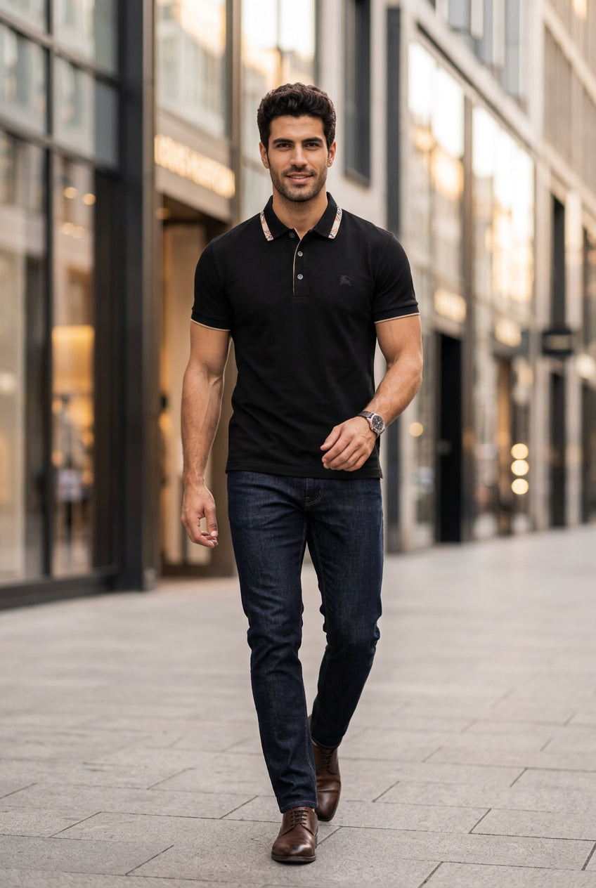 MENS BLACK PREMIUM POLO