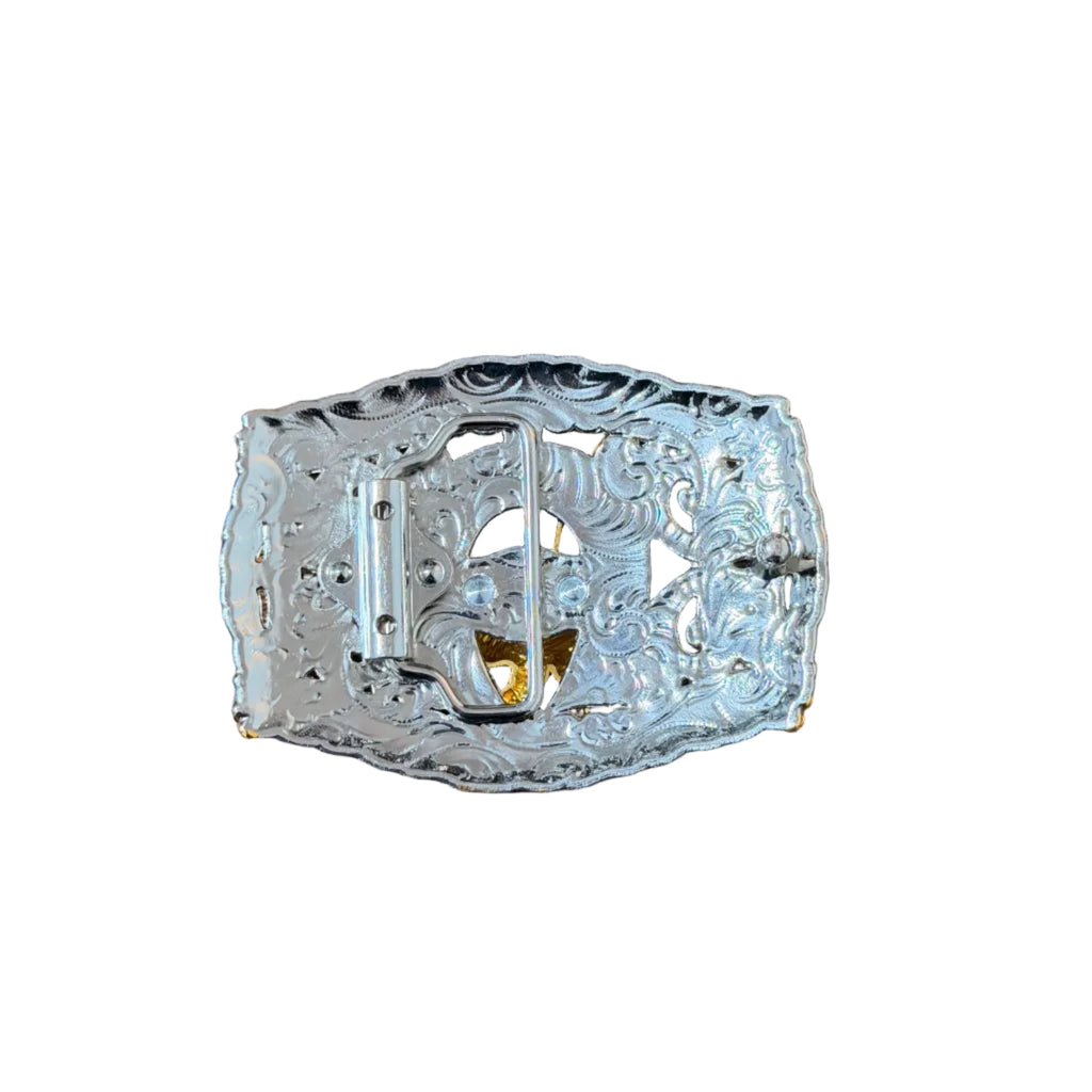 WESTERN SILVER -GOLD ROOSTER BUCKLE