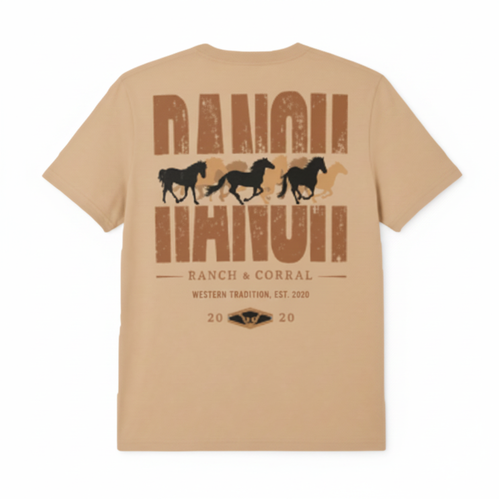 RANCH CORRAL RCTS25 WILD HORSE BEIGE T-SHIRT