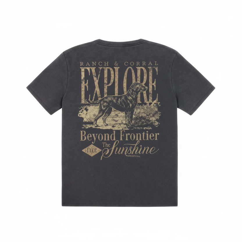 RANCH CORRAL RCTS26 EXPLORE GREY T-SHIRT