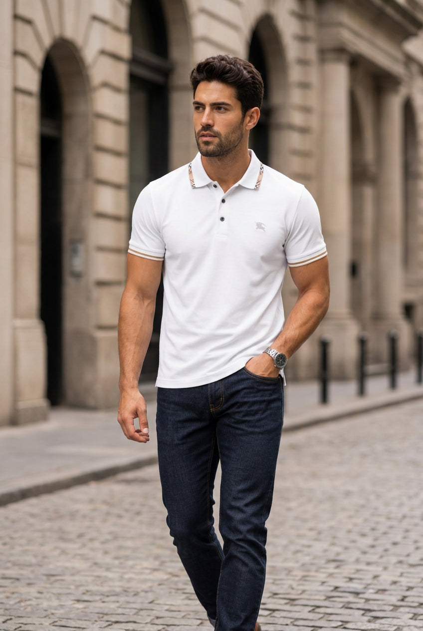 MENS WHITE PREMIUM POLO