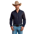 MENS LUXURY PANDEX NAVY LONG SLEEVE SHIRT