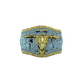 SILVER -GOLD LONG HORN WESTERN BUCKLE