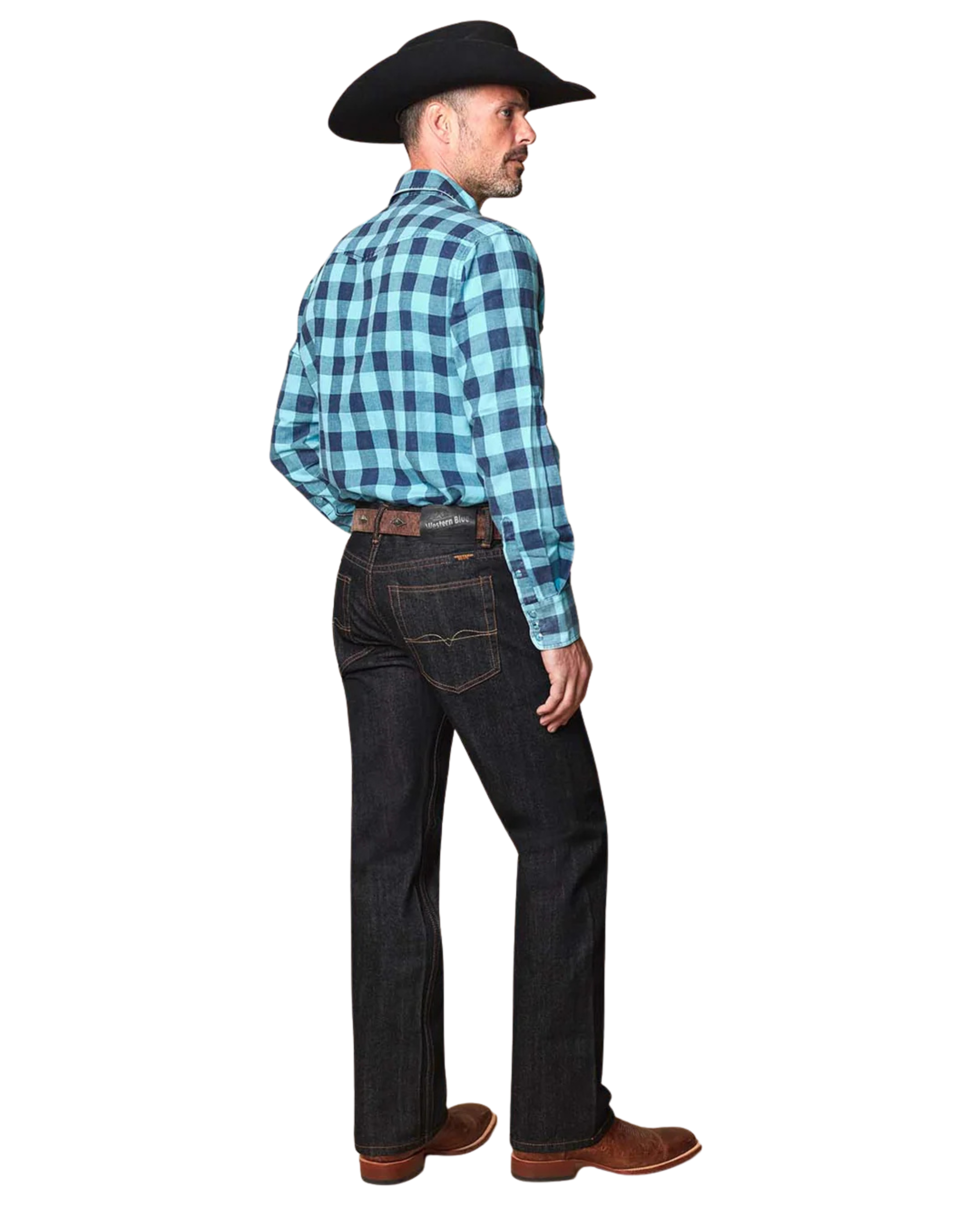 MENS COWBOY RAW DENIM STRAIGHT JEANS BOOT CUT