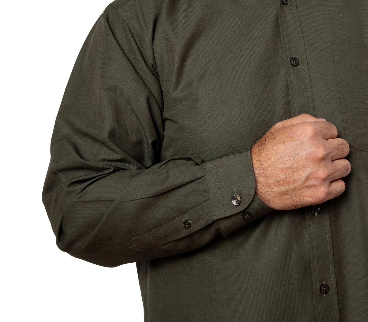 MENS LUXURY OKIVE GREEN LONG SLEEVE SHIRT