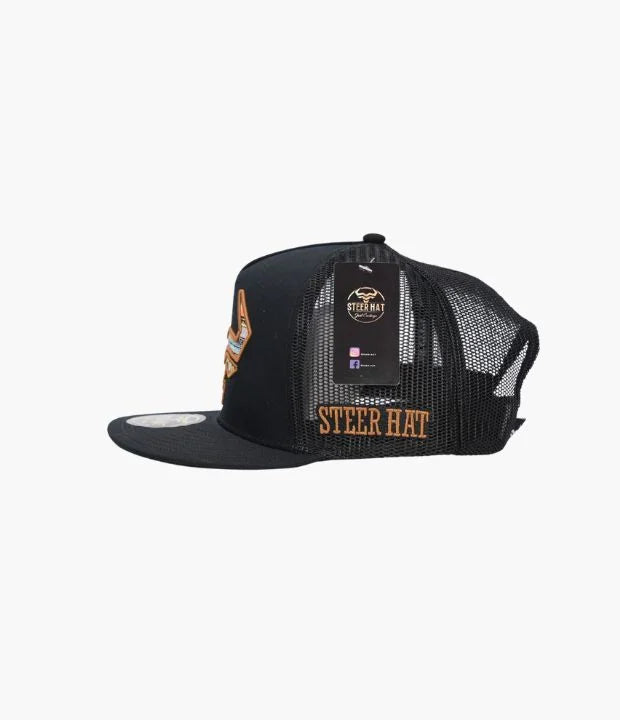 STEERHAT AZTEC LONG HORN BLACK CAP