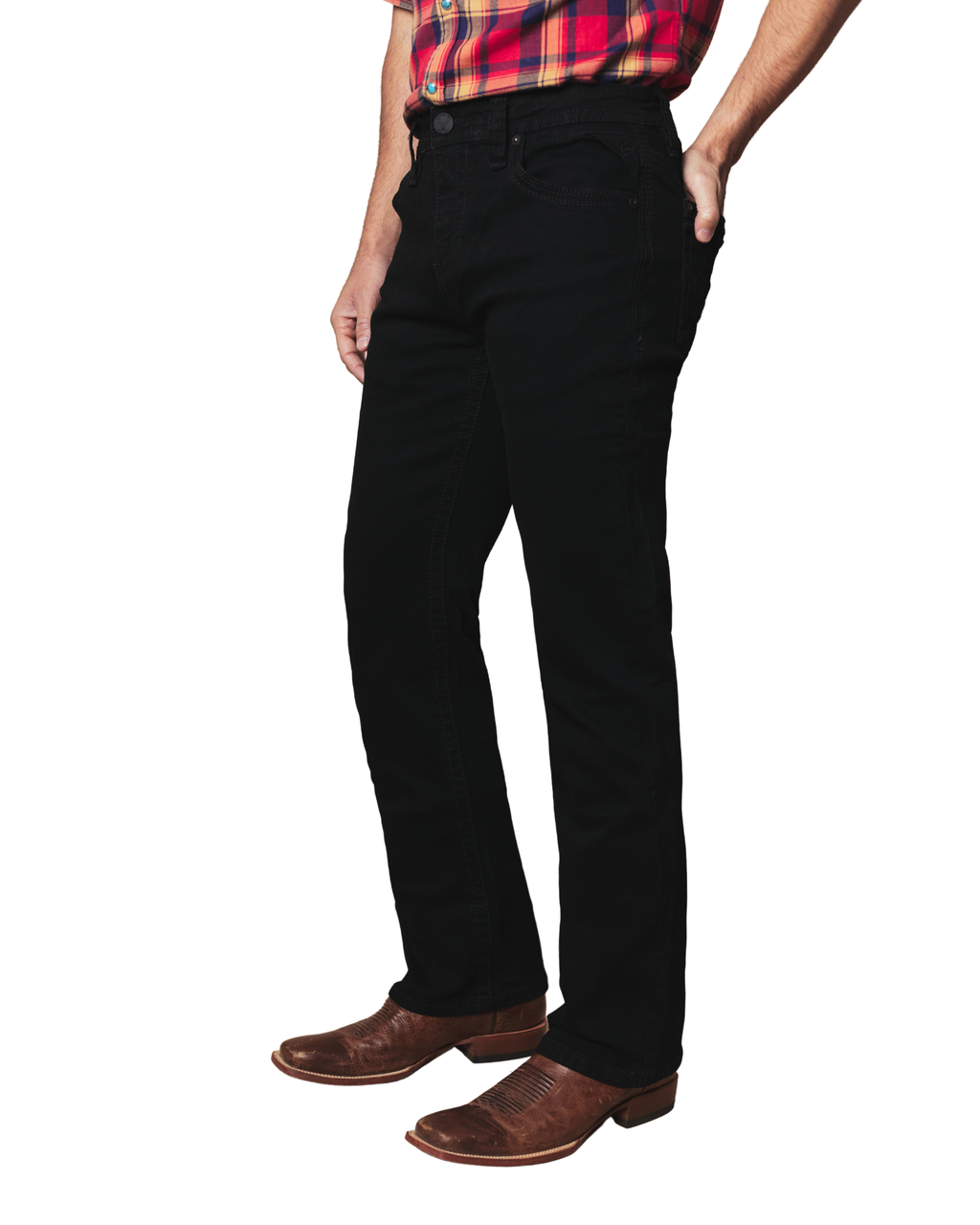 MENS COWBOY BLACK STRAIGHT BOOT CUT JEANS