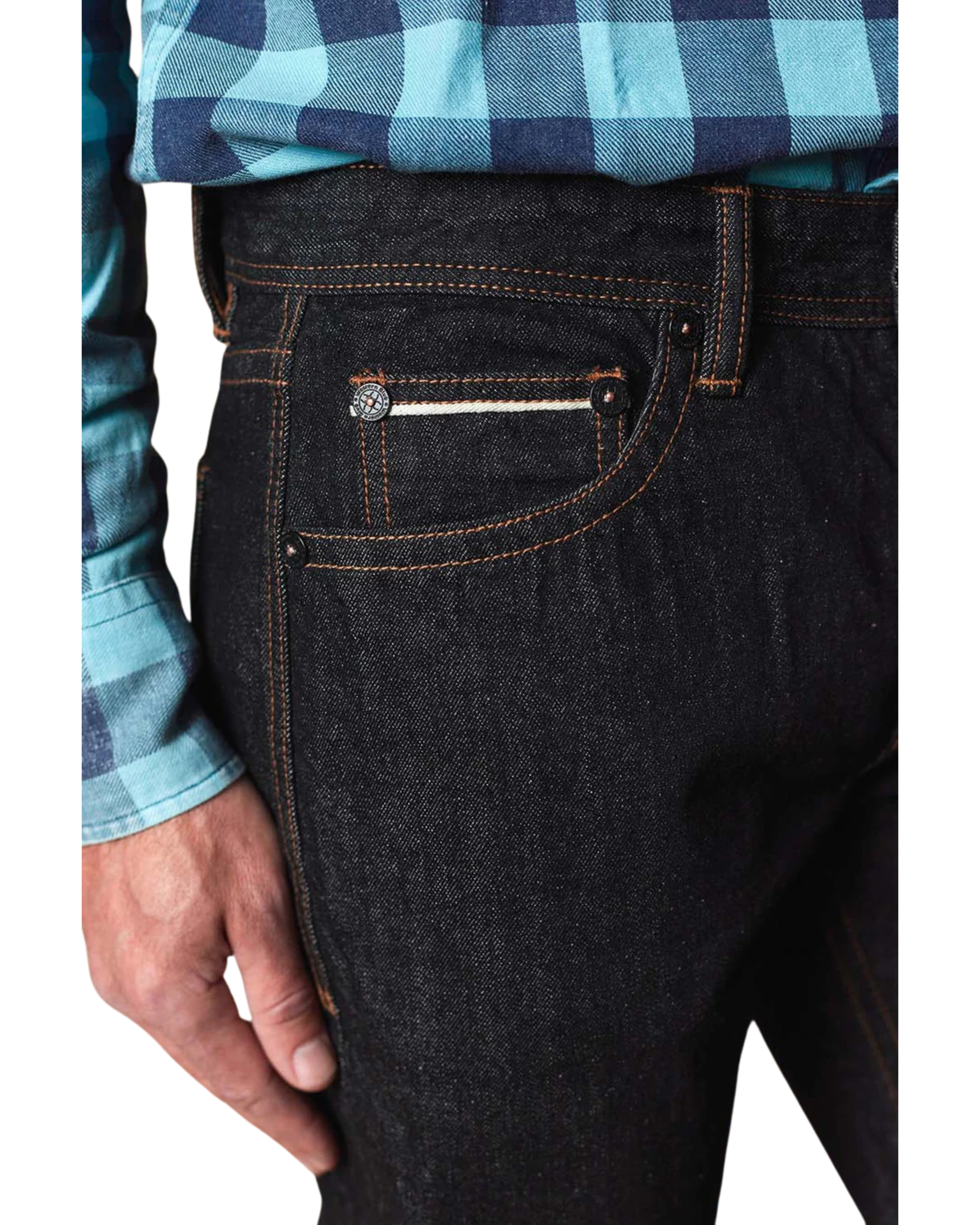 MENS COWBOY RAW DENIM STRAIGHT JEANS BOOT CUT