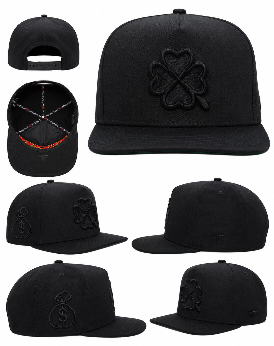 MENS CAP TREBOL- SUERTE DESING FULL BLACK COLOR