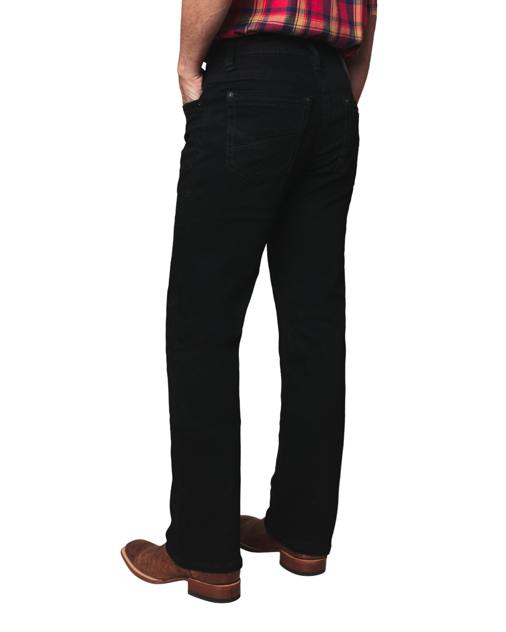 MENS COWBOY BLACK STRAIGHT BOOT CUT JEANS