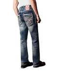 MENS ROCK REBEL SPIRIT CRAFTED BOOT CUT JEANS