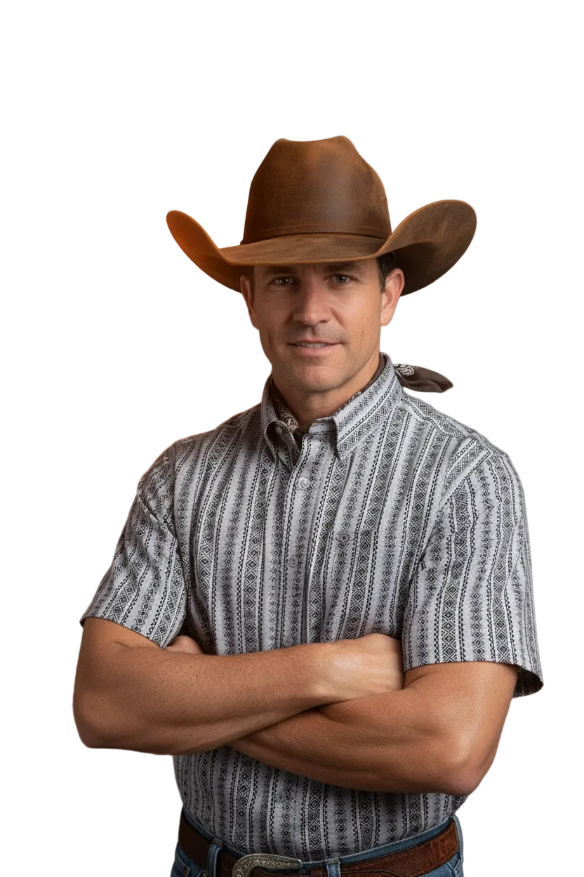 MENS WESTERN SHORT SLEVE COTTON GREY SHIRT