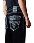 MENS ROCK REBEL RUSTIC BLACK BOOT CUT JEANS