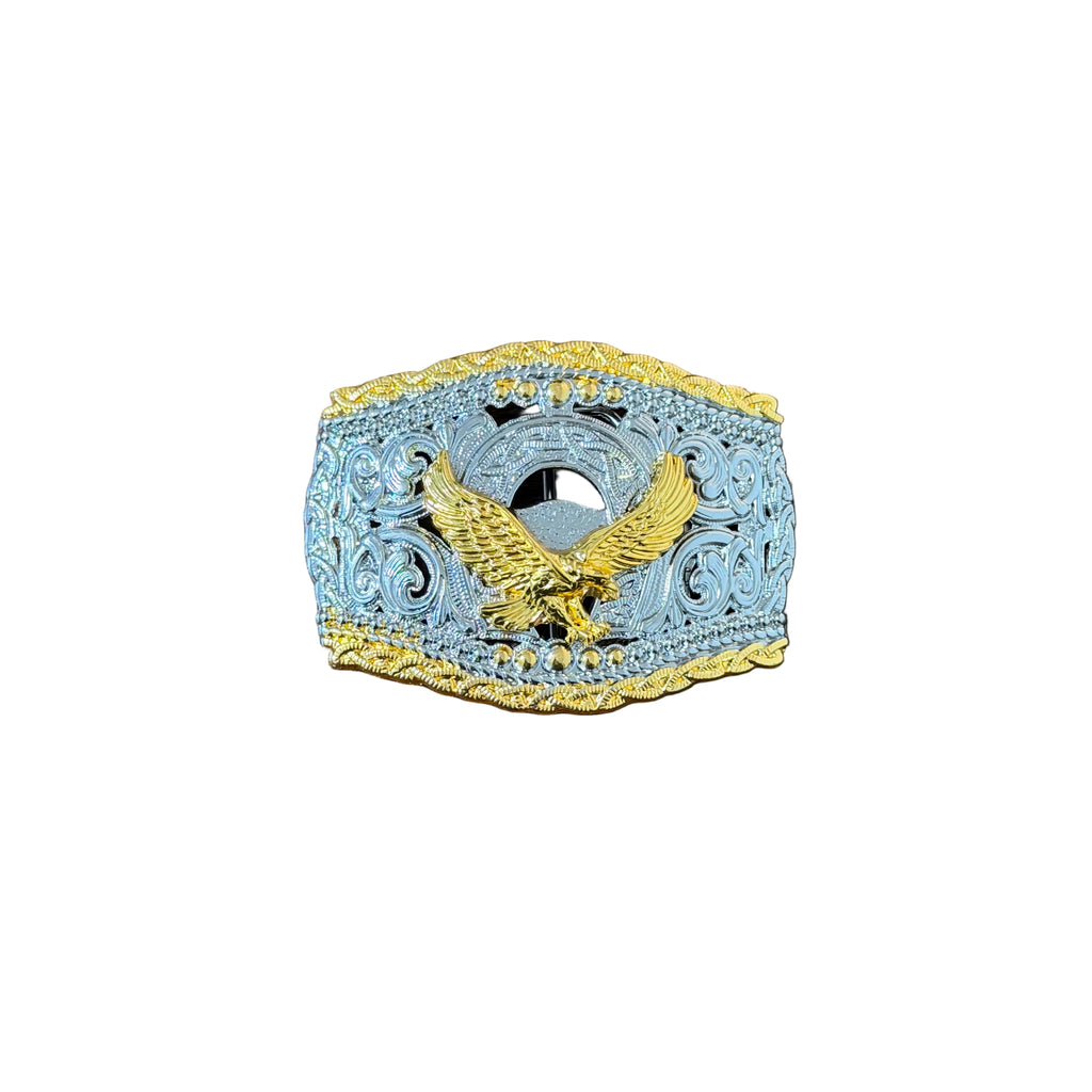 SILVER -GOLD EAGLE LUX WESTERN BUCKLE