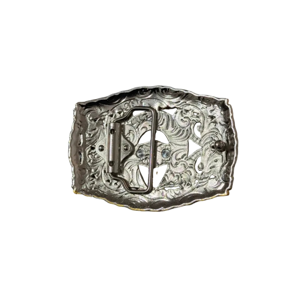 WESTERN SILVER BUCKLE ESCORPION FLOWERS BUCKLE