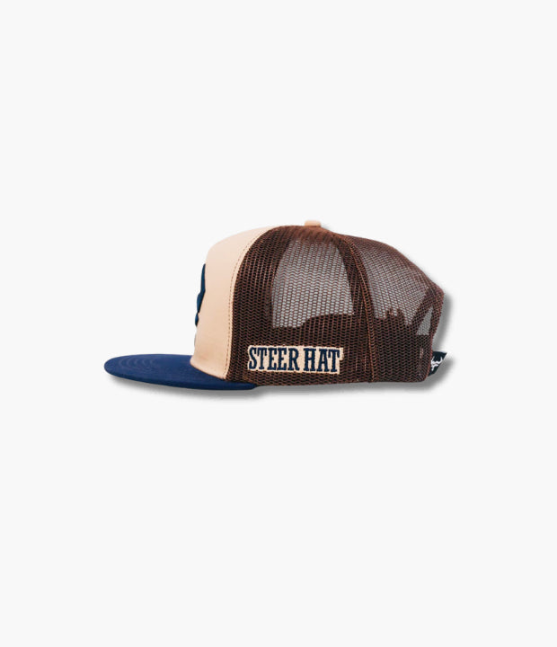 STEER HAT NAVY RANCH BEIGE CAP