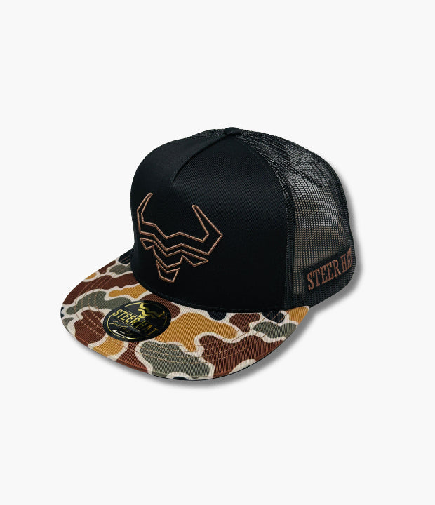STEER HAT RANCH CAMO BLACK CAP