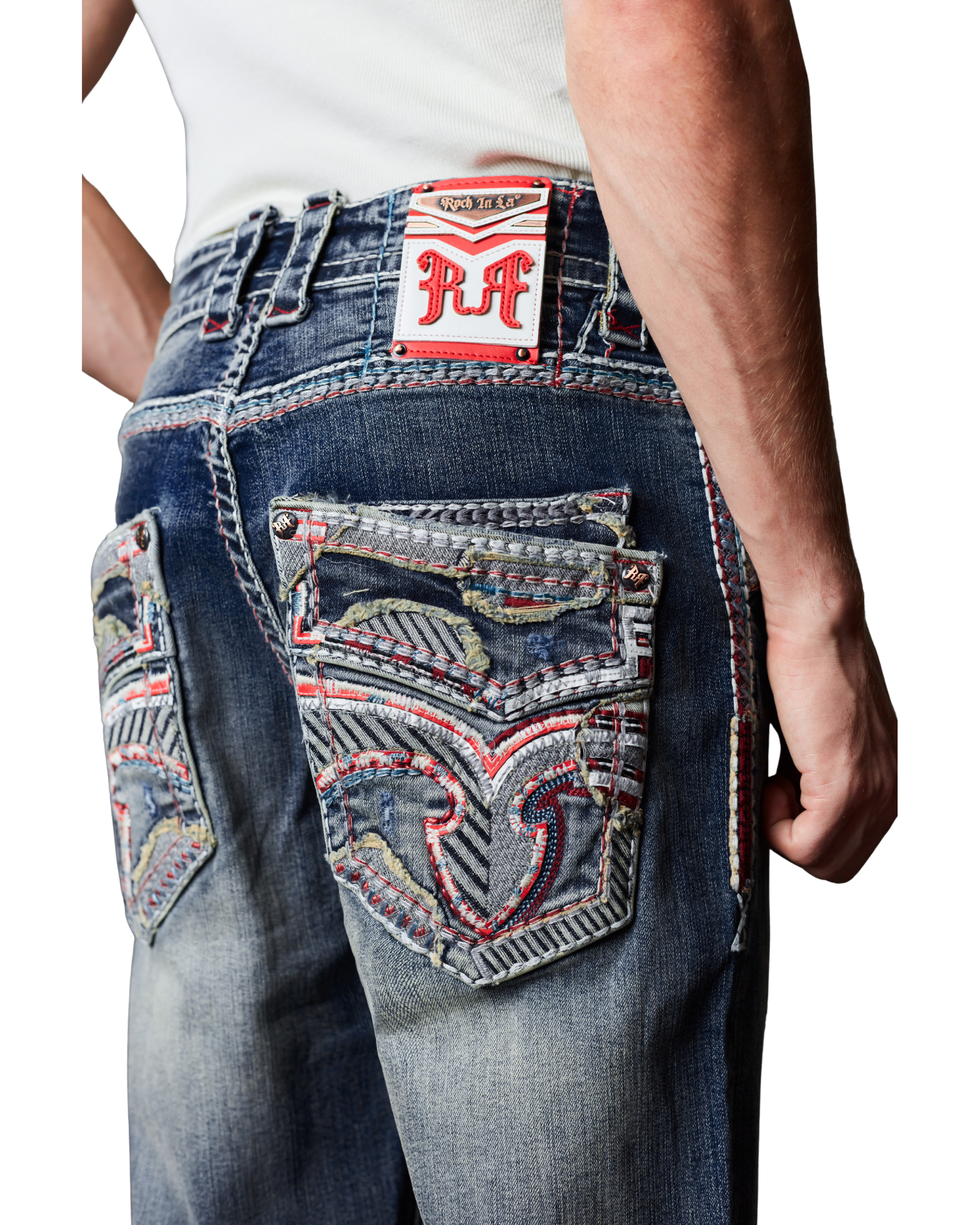 MENS ROCK REBEL SPIRIT CRAFTED BOOT CUT JEANS