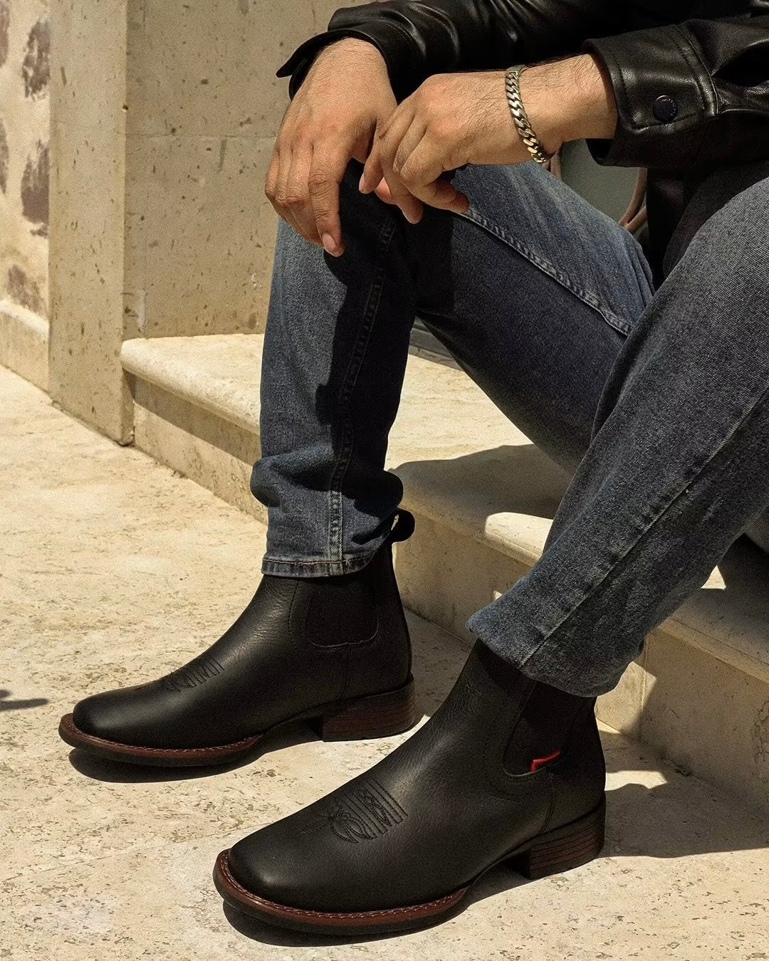MENS ALAMO SHORT BOOT BLACK SQUARE TOE