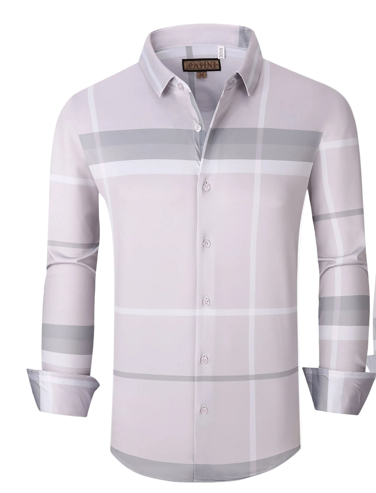 MENS PREMIUM 290-05 WESTERN SHIRT LIGHT GRAY PLAID