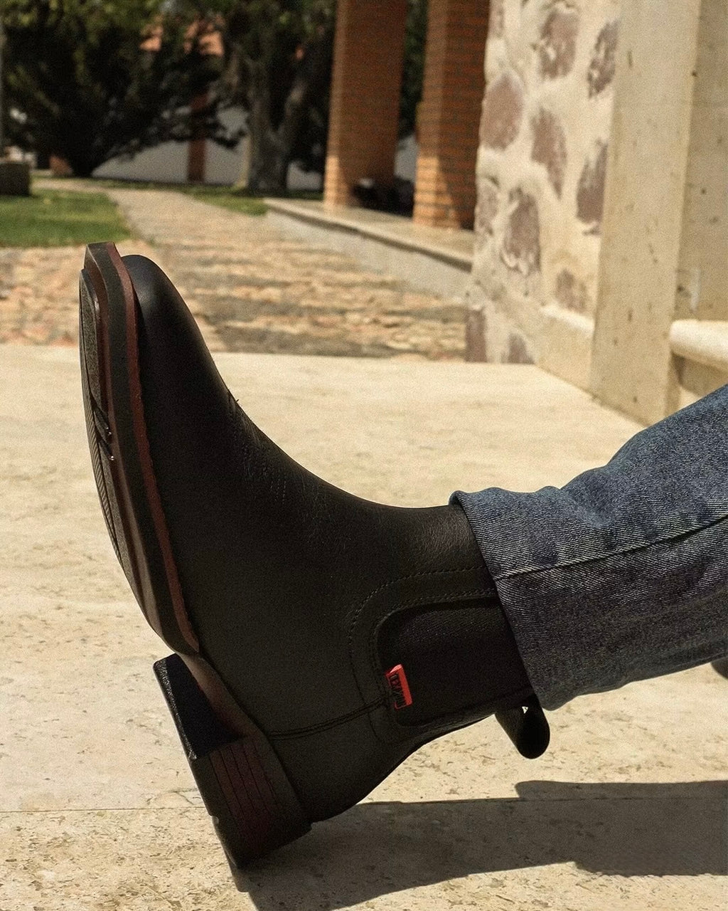 MENS ALAMO SHORT BOOT BLACK SQUARE TOE