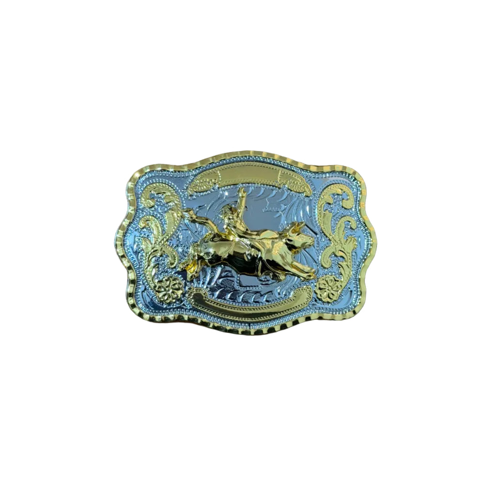 SILVER -GOLD GINETE WESTERN BUCKLE