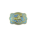 SILVER -GOLD HORSE LUX WESTERN BUCKLE