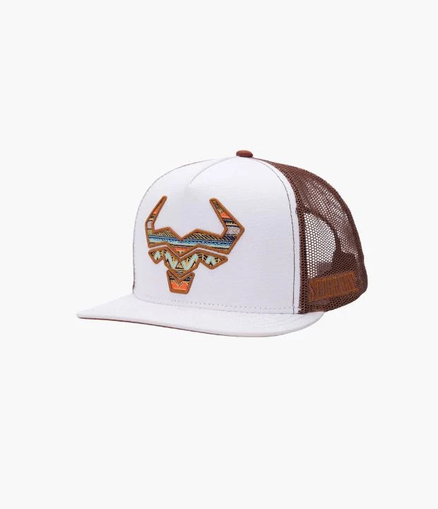 STEERHAT WHITE AZTEC BROWN CAP