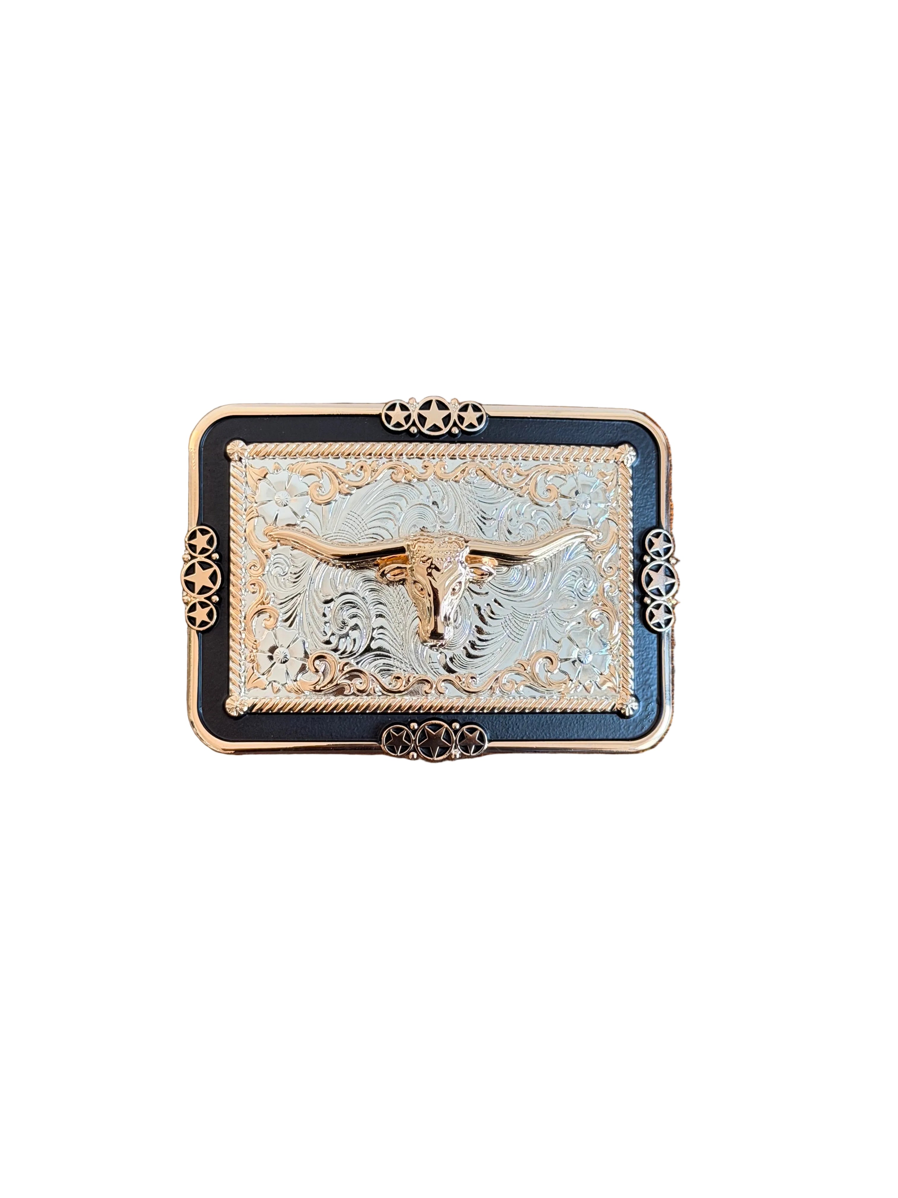 Black & Gold Longhorn Star Buckle