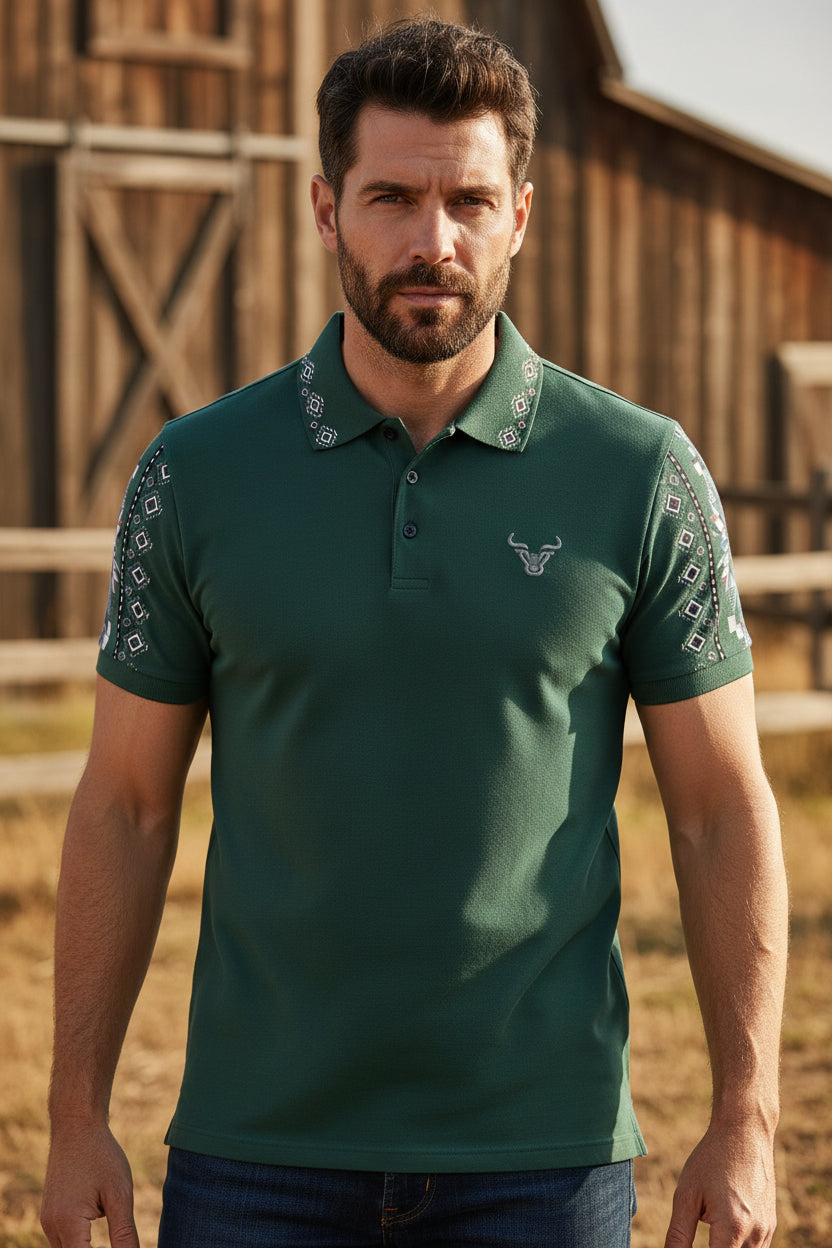 MENS AZTEC OLIVE 004 PREMIUM POLO