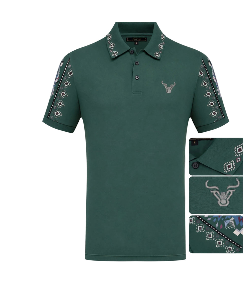 MENS AZTEC OLIVE 004 PREMIUM POLO